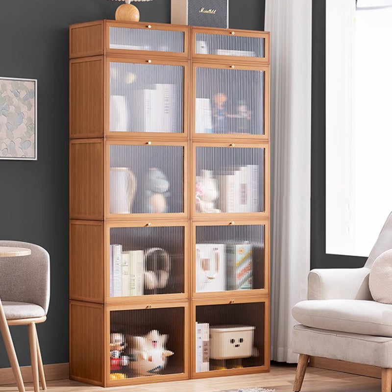 Modern Minimalist Rectangular Acrylic Bamboo Composite Board Bookshelves 1-Cabinet For Living Room