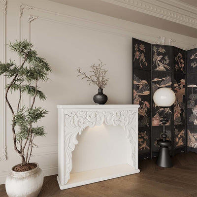 Traditional French Square Medium Density Fiberboard Mantel Console Table For Living Room