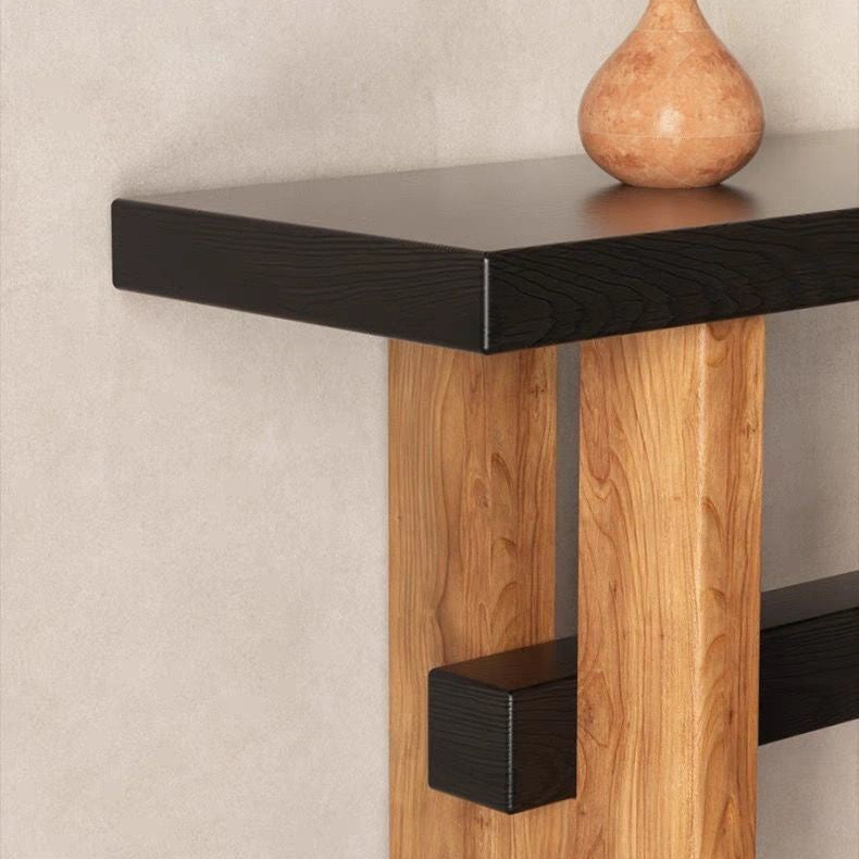 Traditional Vintage Square Pine Wood Solid Wood Console Table For Entryways