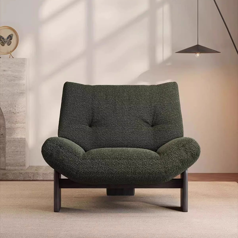 Modern Mid-Century Sherpa Fabric Chenille High Density Sponge White Ash Wood Solid Wood Accent Chair For Living Room