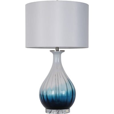 Modern Minimalist Blue Gradient Glass Vase Fabric 1-Light Table Lamp For Bedroom