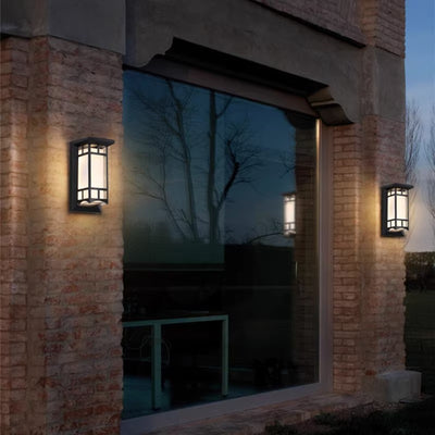 Lampe murale moderne en forme de cuboïde en aluminium acrylique LED étanche pour patio extérieur 