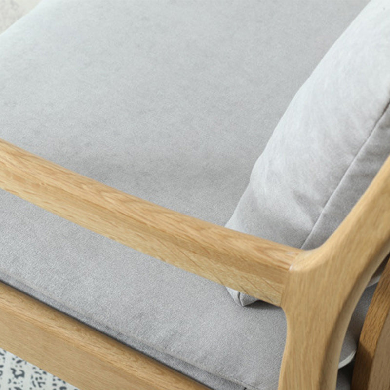 Contemporáneo cuadrado escandinavo con cojín tapizado, respaldo de madera maciza con reposabrazos para sala de estar 