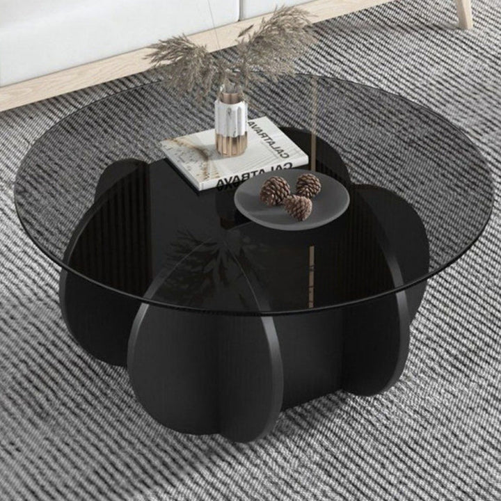 Modern Luxury Round Oval Cross Base Glass MDF Coffee Table For Living Room