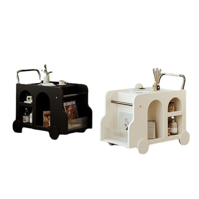 Table d'appoint rectangulaire nordique contemporaine avec plateau en métal et acrylique, 4 rangements pour le salon 