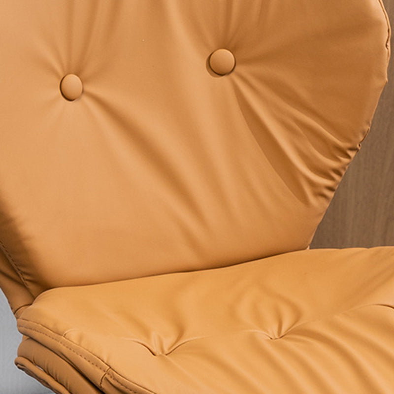 Modern Minimalist Round PU Leather Steel Plastic Wood Desk Chair Backrest Armless For Home Office