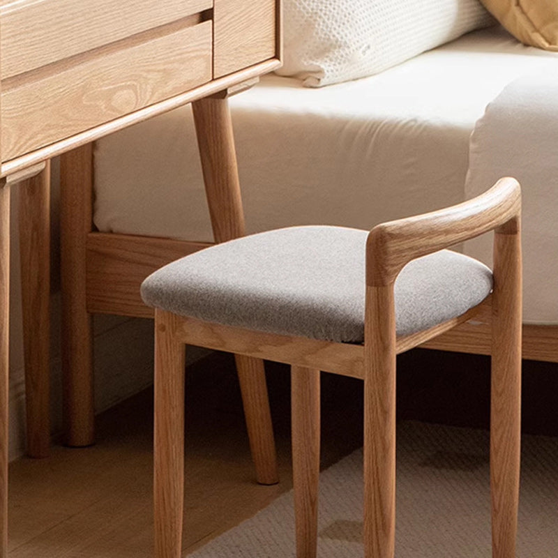 Tabouret de coiffeuse carré en lin et coton traditionnel japonais, sans dossier ni accoudoirs, pour chambre 
