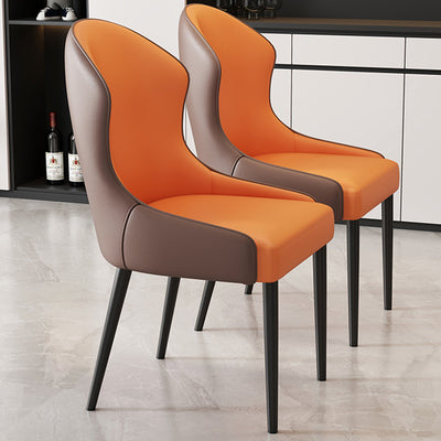 Modern Minimalist Curved Rectangular Cat Claw Leather Solid Wood Carbon Steel Dining Chair Backrest Armless For Dining Room