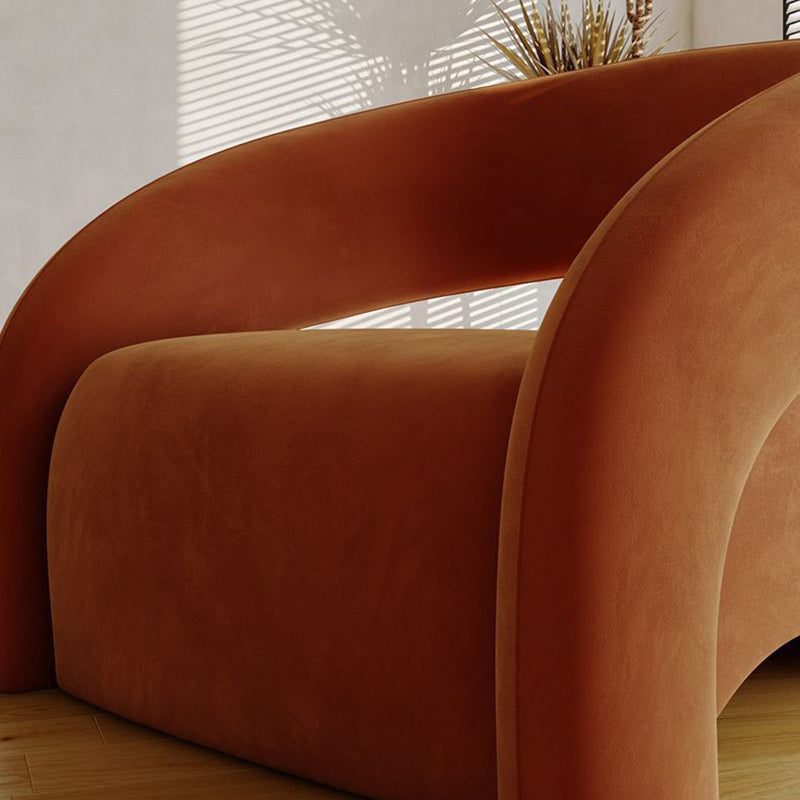 Modern Luxury Curved Square Leather Sherpa Fabric Wood Accent Chair Backrest Arm For Living Room
