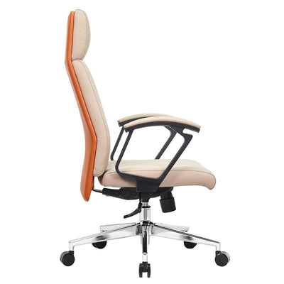 Modern Minimalist Rectangular PU Leather PP Steel Plastic Wood Desk Chair Backrest Armrest For Home Office