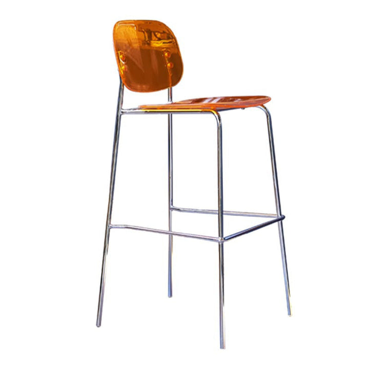 Tabouret de bar carré minimaliste moderne en fer et acrylique avec dossier pour salle à manger 