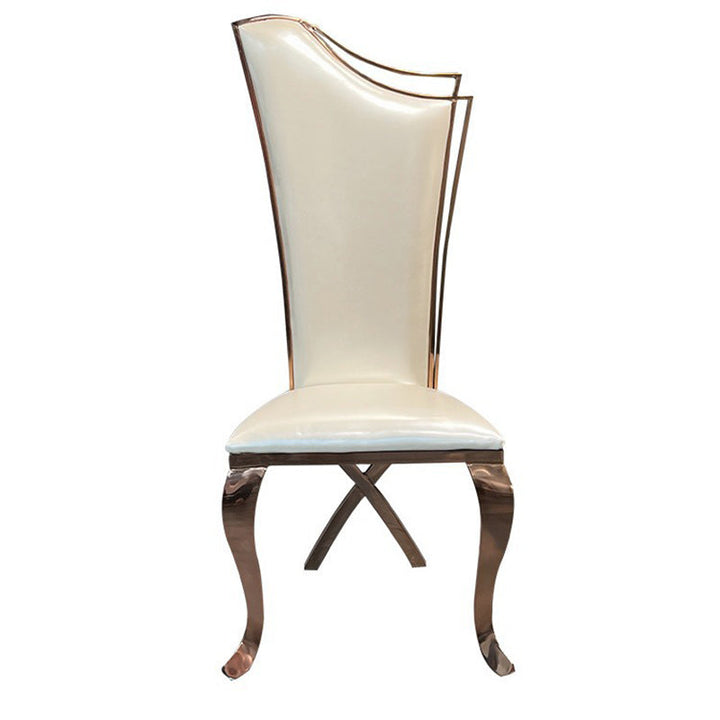 Contemporary Scandinavian Trapezoidal Square PU Leather Stainless Steel Dining Chair Backrest Armless For Dining Room