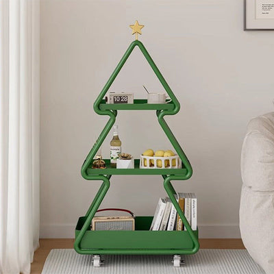 Modern Art Deco Removable Christmas Tree Glass Stainless Steel Side Table 3-Tier For Living Room