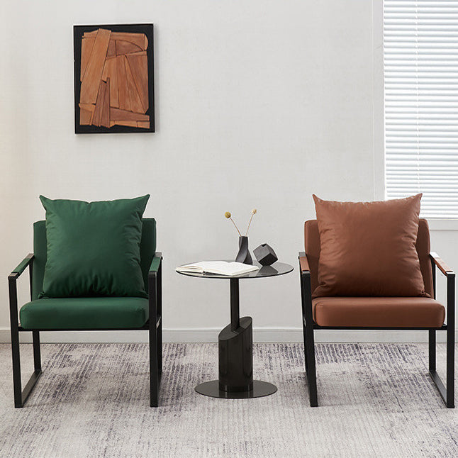 Dossier de chaise contemporain scandinave carré en acier au carbone et cuir synthétique Nappa pour salon 