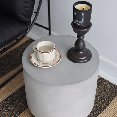 Table d'appoint cylindrique en oxyde de magnésium industriel contemporain pour salon 
