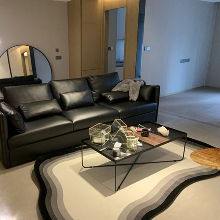 Moderner rechteckiger Couchtisch im Industrial-Stil aus Eisen und umweltfreundlichem Holzwerkstoff für das Wohnzimmer 