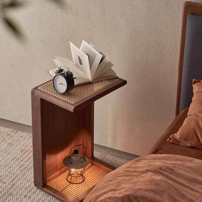 Traditioneller japanischer rechteckiger Massivholz-Edelstahl-Beistelltisch 1-stufig für das Wohnzimmer 