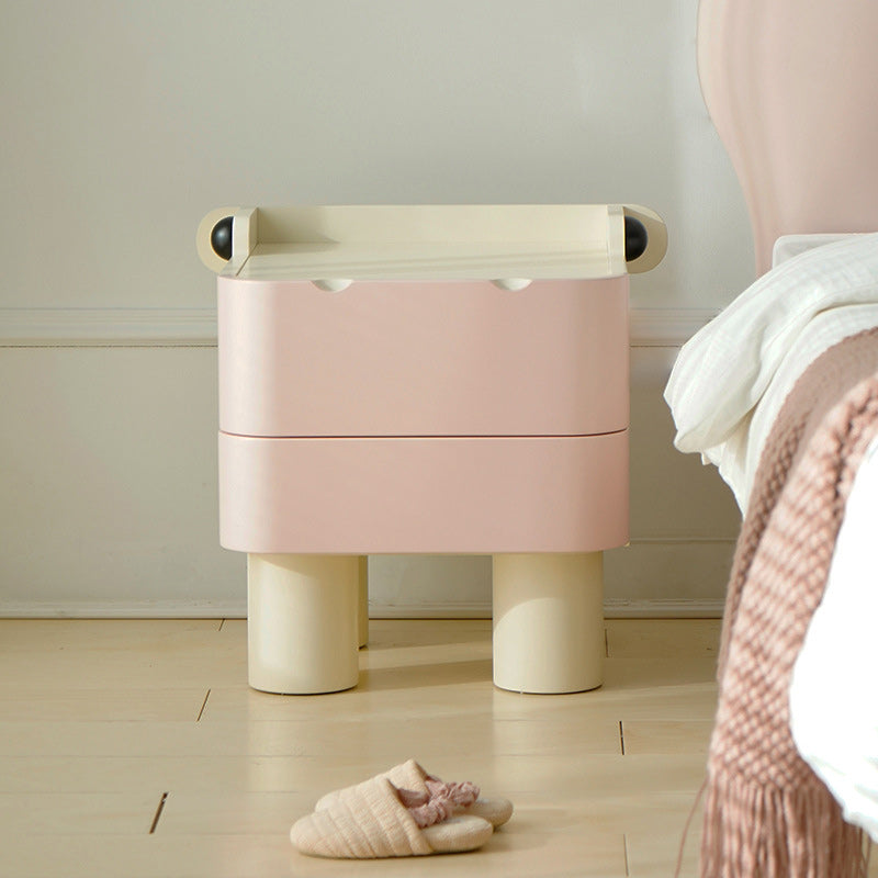 Table de nuit en bois pour enfants nordiques contemporains carrés cubiques Hippo à 2 tiroirs pour chevet 