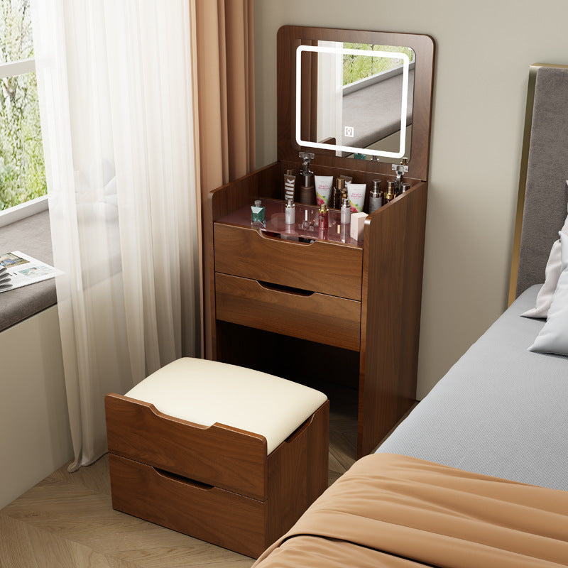 Modern Minimalist Glass Medium Density Fiberboard Makeup Vanity 4-Drawer For Bedroom