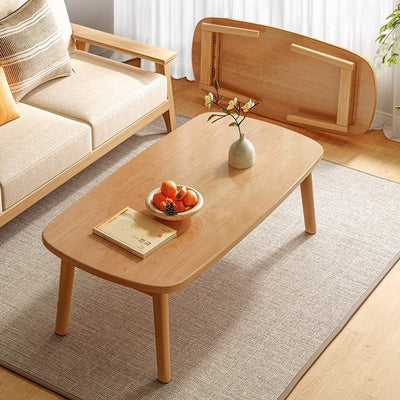 Modern Minimalist Rectangular Medium Density Fiberboard Solid Wood Coffee Table 1-Tier For Living Room
