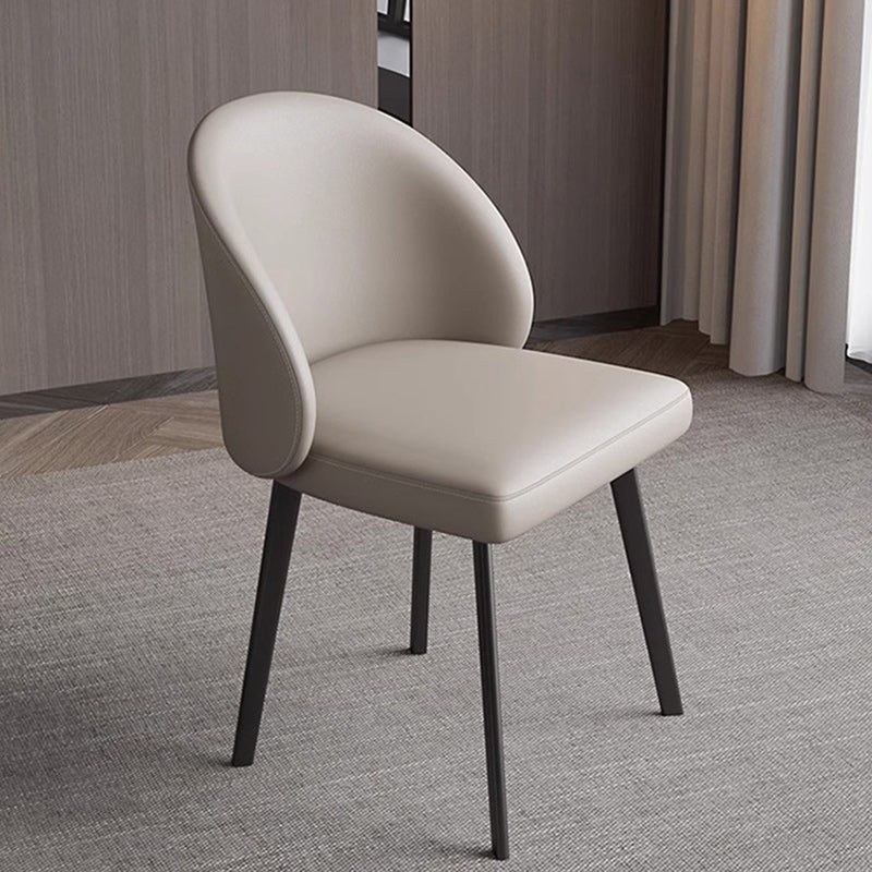 Modern Minimalist Microfiber Leather Plywood Carbon Steel Sponge Square Elliptical Curved Dining Chair Backrest For Dining Room