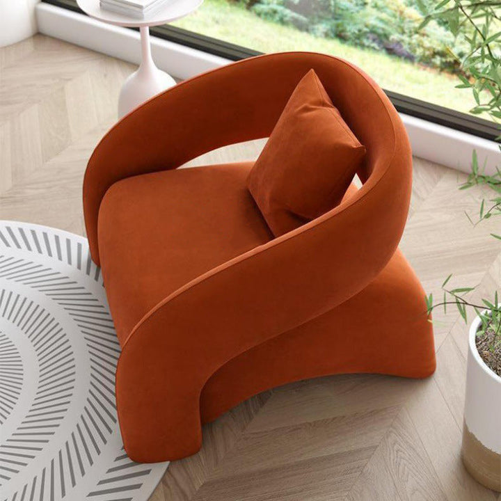 Modern Luxury Curved Square Leather Sherpa Fabric Wood Accent Chair Backrest Arm For Living Room