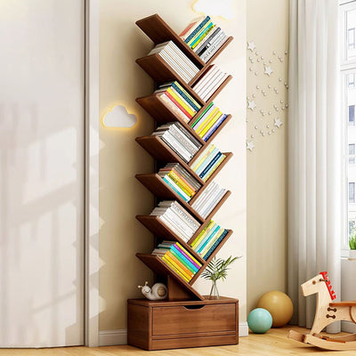 Contemporary Creative Rectangular Solid Wood Eco-Friendly Board 6/8/10/12 Tier Bookshelves For Home Office