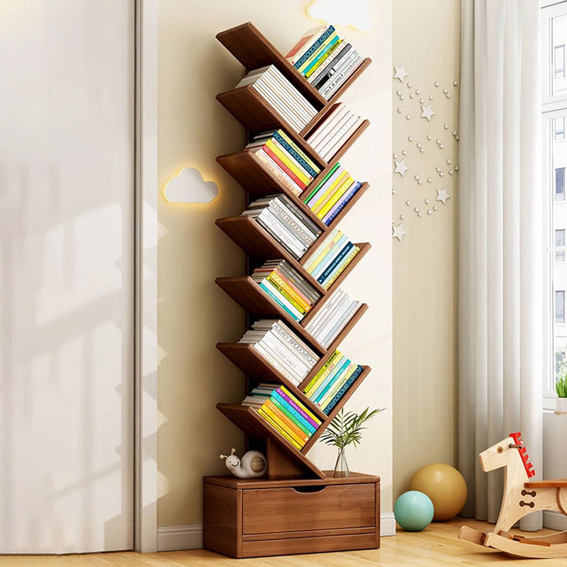 Contemporary Creative Rectangular Solid Wood Eco-Friendly Board 6/8/10/12 Tier Bookshelves For Home Office