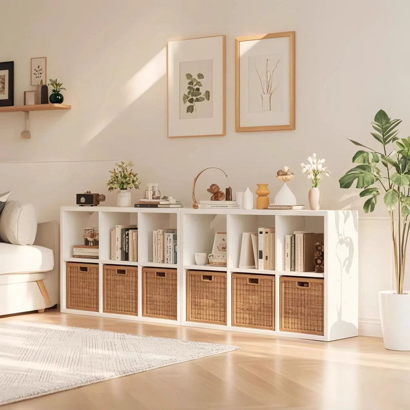 Contemporary Scandinavian Square Steel Modular Bookshelf 4/6-Cabinet For Living Room