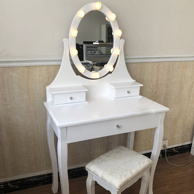 Modern Minimalist Rectangular Rose Solid Wood Medium Density Fiberboard Glass Foam Makeup Vanity 3-Drawer For Bedroom