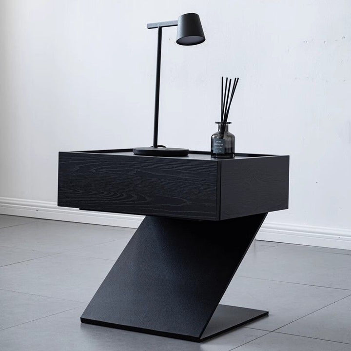 Modern Minimalist Rectangular Suspended Plywood Steel Nightstand 1-Tier For Bedroom