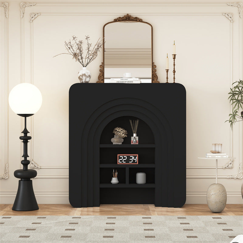 Traditional French Square Particle Board Console Table 4-Cabinet For Living Room