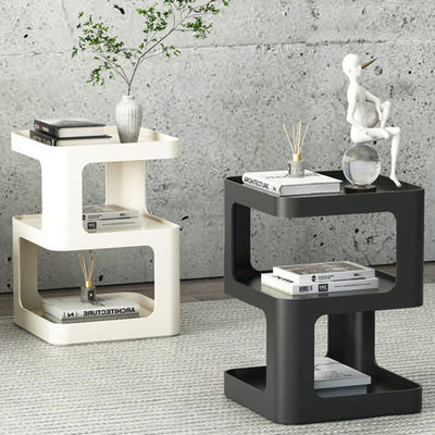 Table d'appoint carrée en fer minimaliste moderne à 3 niveaux pour salon 
