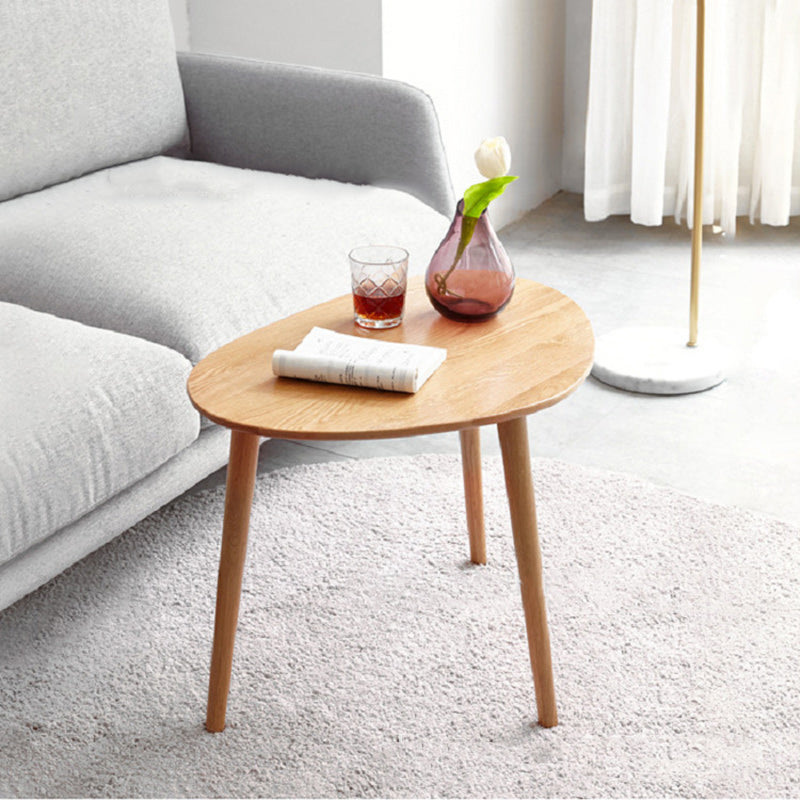 Contemporary Japanese Oval Wood Side Table 1-Tier For Living Room