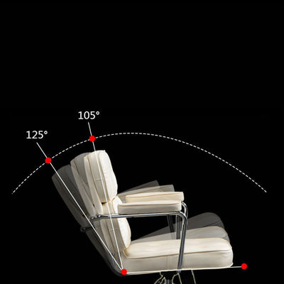 Zeitgenössischer nordischer quadratischer Leder-Metall-Schreibtischstuhl mit Rückenlehne und Armlehne für das Home Office 