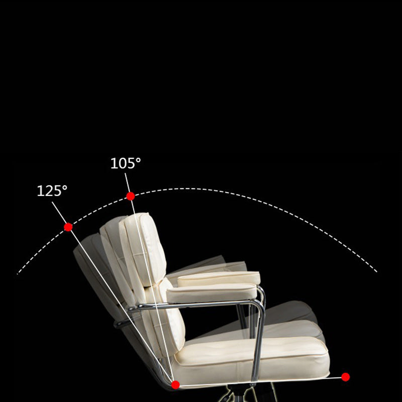 Zeitgenössischer nordischer quadratischer Leder-Metall-Schreibtischstuhl mit Rückenlehne und Armlehne für das Home Office 