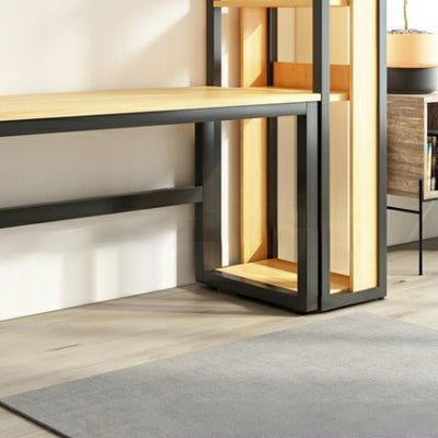 Modern Minimalist Rectangular Steel Particle Board Desks & 5-Tier Bookshelves For Home Office