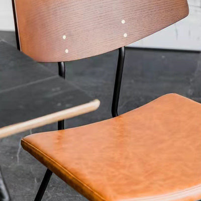 Chaise de salle à manger industrielle contemporaine en cuir PU carré incurvé avec dossier sans accoudoirs pour salle à manger 