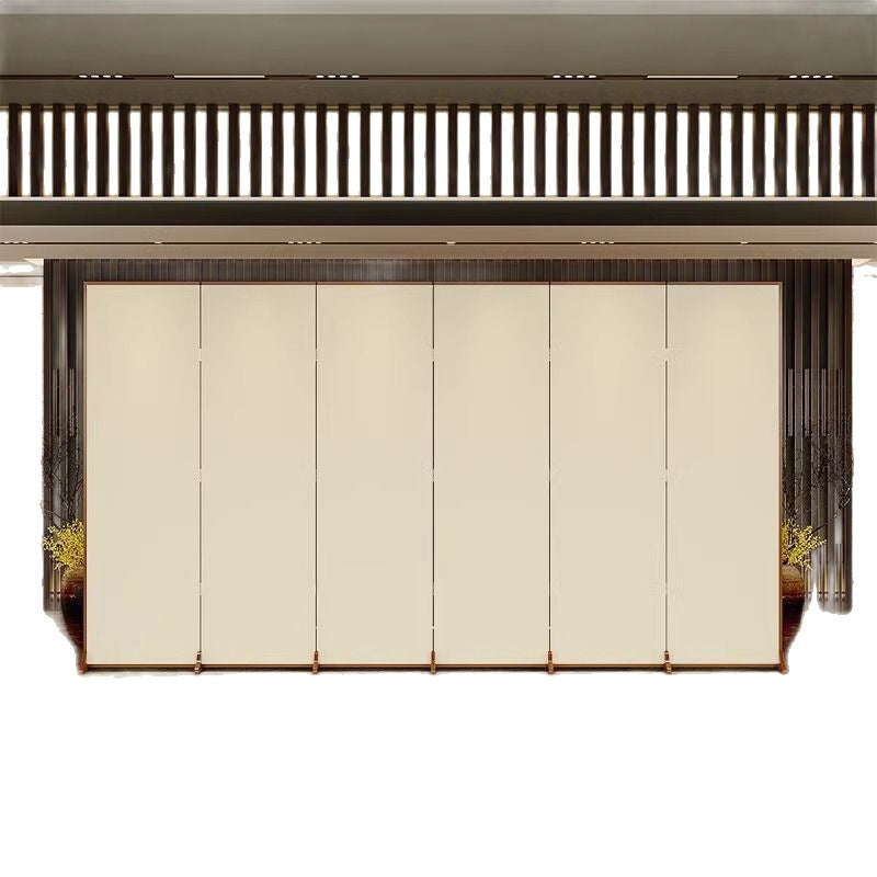 Traditional Chinese Rectangular Fir Wood Solid Wood Plywood Cotton Canvas Room Divider For Living Room