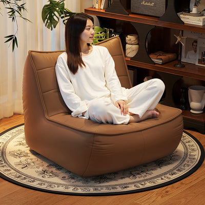 Modern Minimalist Rectangular Cat-Claw Leather Accent Chair Backrest Armless For Living Room