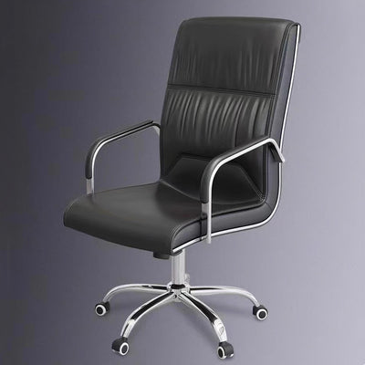 Modern Minimalist Rectangular Faux Leather Steel Desk Chair Backrest Armrest For Home Office