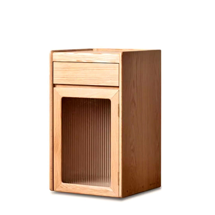 Mesa Auxiliar Rectangular de Madera Maciza Minimalista Moderna con 1 Cajón para Sala de Estar 