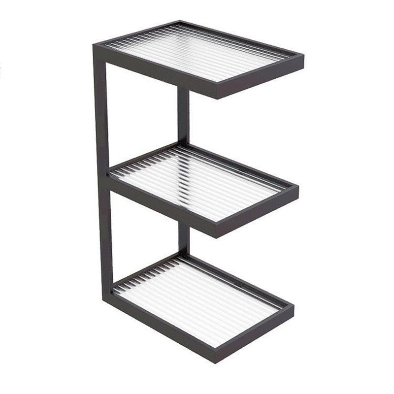 Mesa Auxiliar de Hierro y Vidrio con Rayas Rectangulares Minimalistas Modernas de 3/4 Niveles para Sala de Estar 