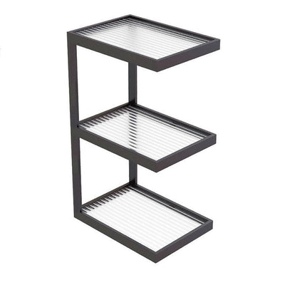 Table d'appoint rectangulaire minimaliste moderne en verre à rayures et en fer 3/4 niveaux pour salon 
