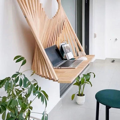 Contemporary Creative Semicircle Solid Wood Desks 1-Tier For Home Office