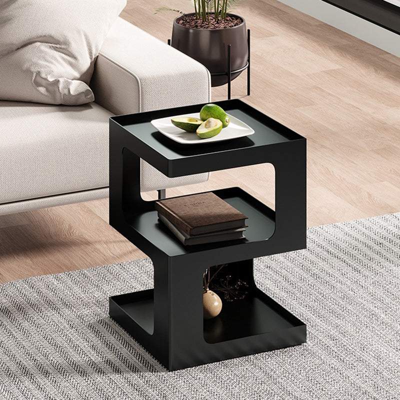 Contemporary Creative Rectangular Stainless Steel Side Table 3-Tier For Living Room