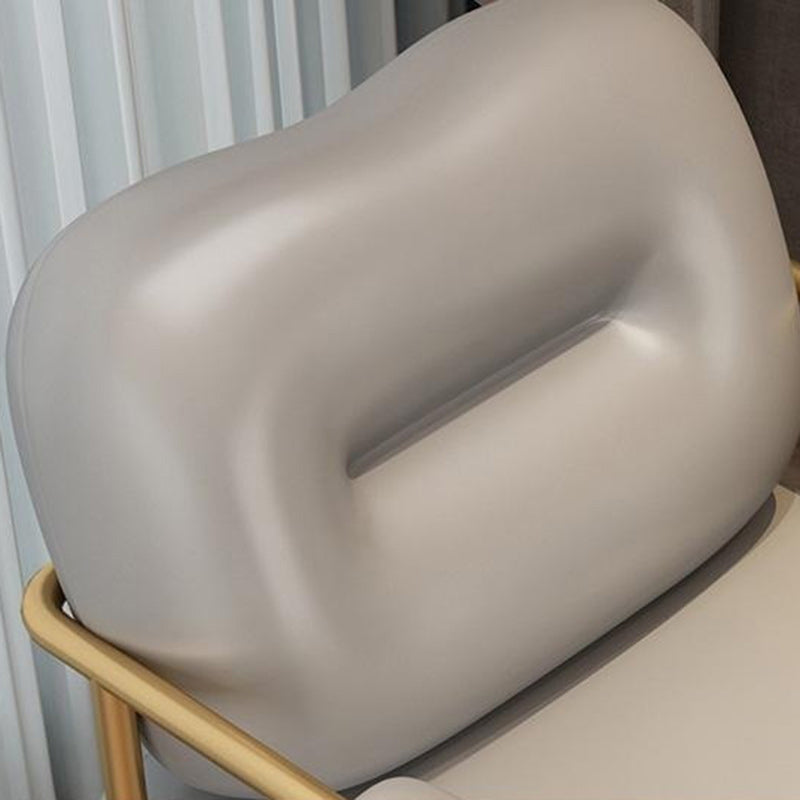Zeitgenössischer skandinavischer quadratischer PU-Leder-Eisen-Schminkhocker mit Rückenlehne und Armlehne für das Schlafzimmer 