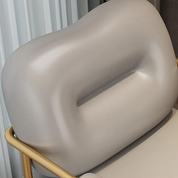 Zeitgenössischer skandinavischer quadratischer PU-Leder-Eisen-Schminkhocker mit Rückenlehne und Armlehne für das Schlafzimmer 