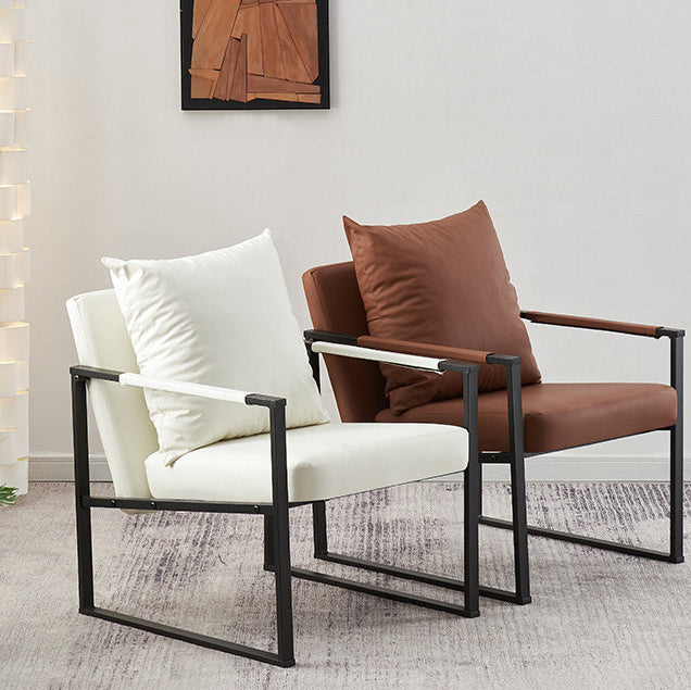 Dossier de chaise contemporain scandinave carré en acier au carbone et cuir synthétique Nappa pour salon 