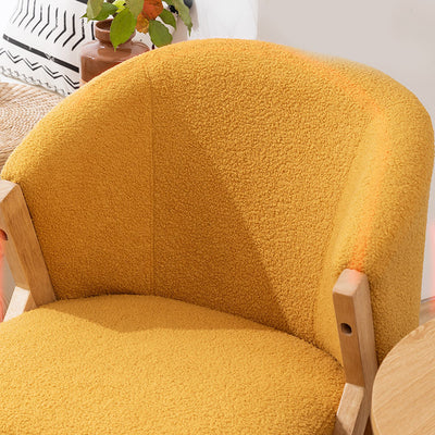 Contemporary Scandinavian Square Rubberwood Solid Wood Plywood Performance Fabric Faux Wool Foam Sponge Chair For Living Room